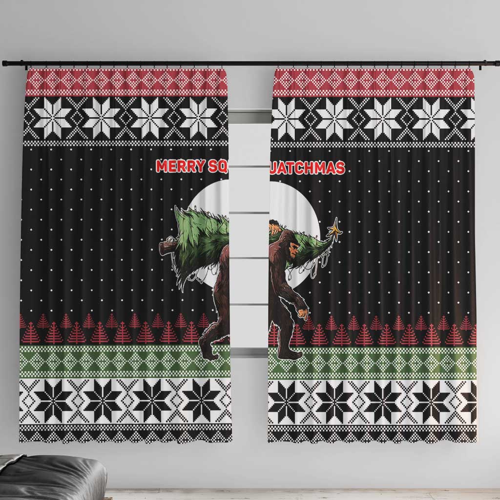 Funny Bigfoot Christmas Window Curtain Xmas Holiday Patterns - Wonder Print Shop