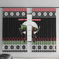 Funny Bigfoot Christmas Window Curtain Xmas Holiday Patterns - Wonder Print Shop
