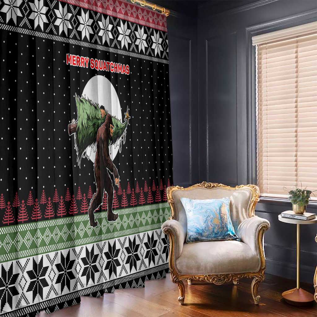 Funny Bigfoot Christmas Window Curtain Xmas Holiday Patterns - Wonder Print Shop
