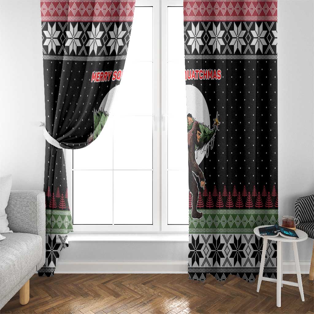 Funny Bigfoot Christmas Window Curtain Xmas Holiday Patterns - Wonder Print Shop