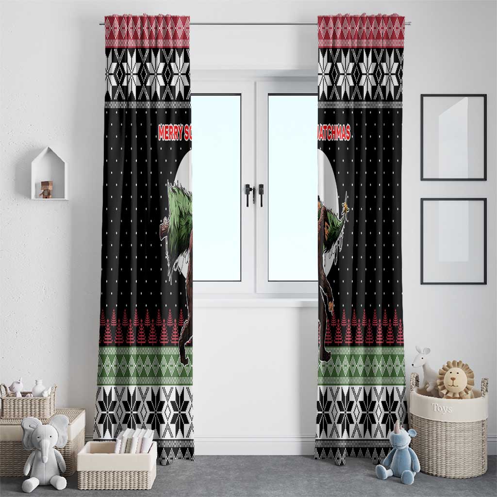Funny Bigfoot Christmas Window Curtain Xmas Holiday Patterns - Wonder Print Shop