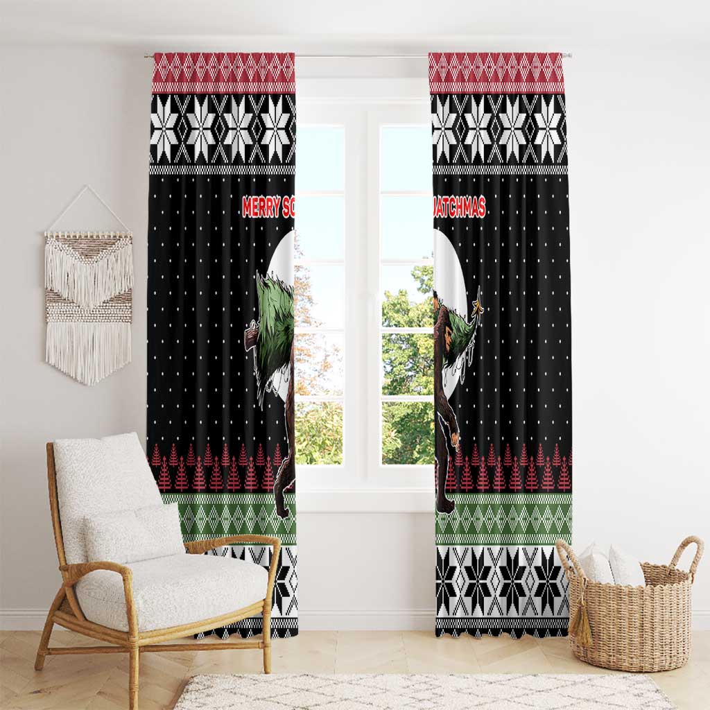 Funny Bigfoot Christmas Window Curtain Xmas Holiday Patterns - Wonder Print Shop