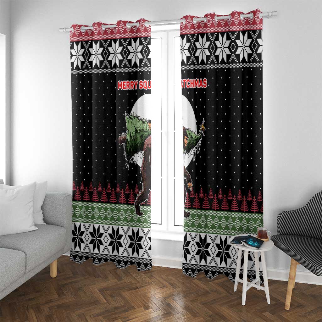 Funny Bigfoot Christmas Window Curtain Xmas Holiday Patterns - Wonder Print Shop