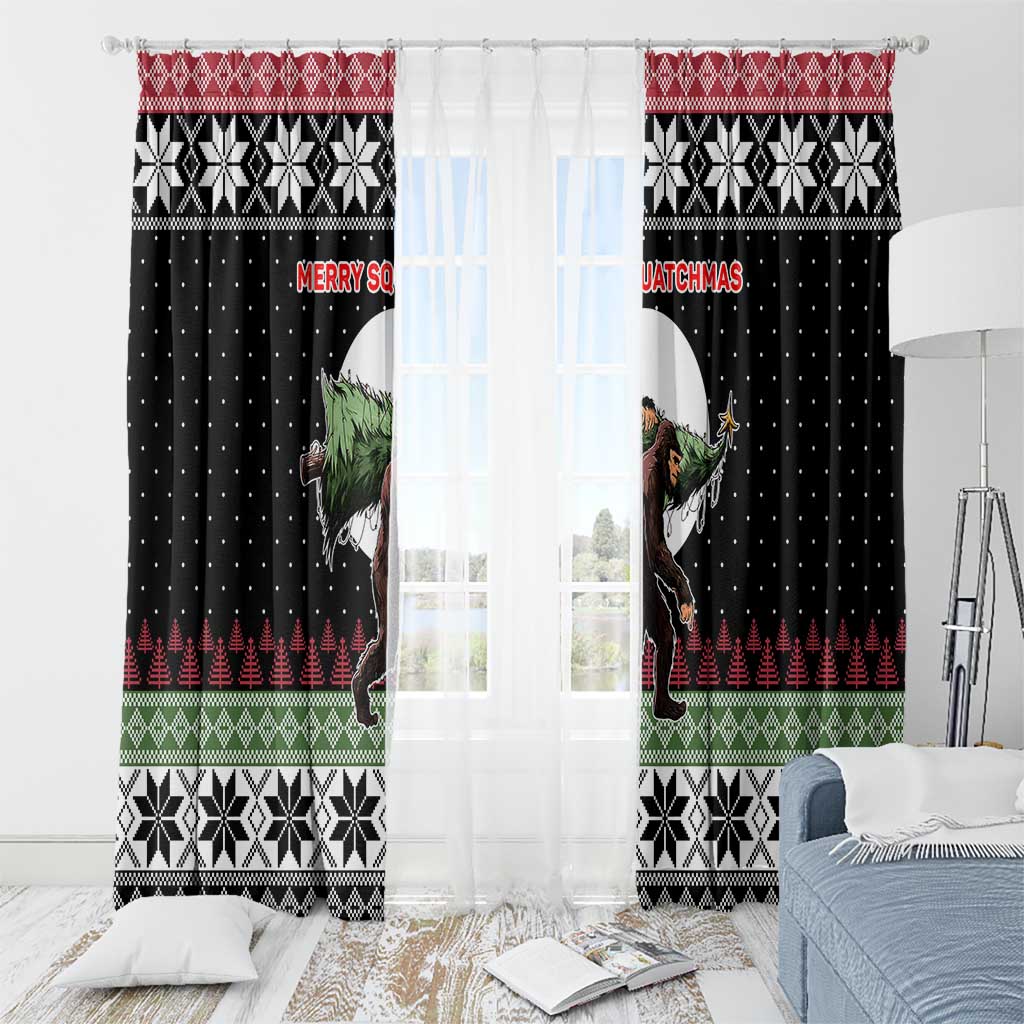 Funny Bigfoot Christmas Window Curtain Xmas Holiday Patterns - Wonder Print Shop