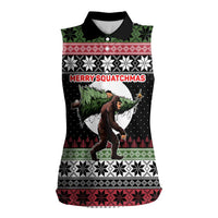 Funny Bigfoot Christmas Women Sleeveless Polo Shirt Xmas Holiday Patterns - Wonder Print Shop