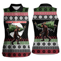 Funny Bigfoot Christmas Women Sleeveless Polo Shirt Xmas Holiday Patterns - Wonder Print Shop