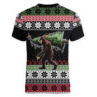 Funny Bigfoot Christmas Women V-Neck T-Shirt Xmas Holiday Patterns - Wonder Print Shop