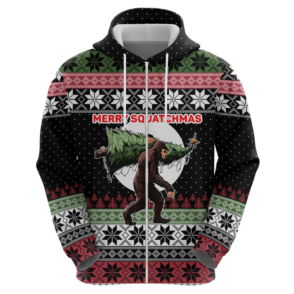 Funny Bigfoot Christmas Zip Hoodie Xmas Holiday Patterns - Wonder Print Shop