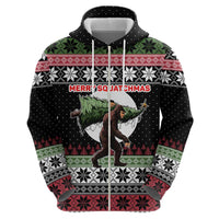 Funny Bigfoot Christmas Zip Hoodie Xmas Holiday Patterns - Wonder Print Shop