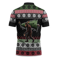 Funny Bigfoot Christmas Zipper Polo Shirt Xmas Holiday Patterns - Wonder Print Shop