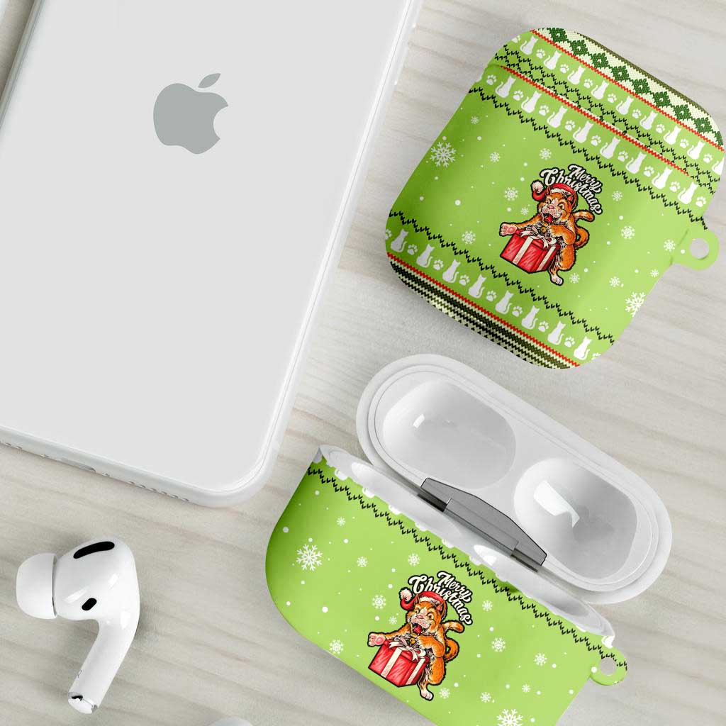 Funny Cat Merry Christmas AirPods Case Xmas Holiday Patterns - Wonder Print Shop