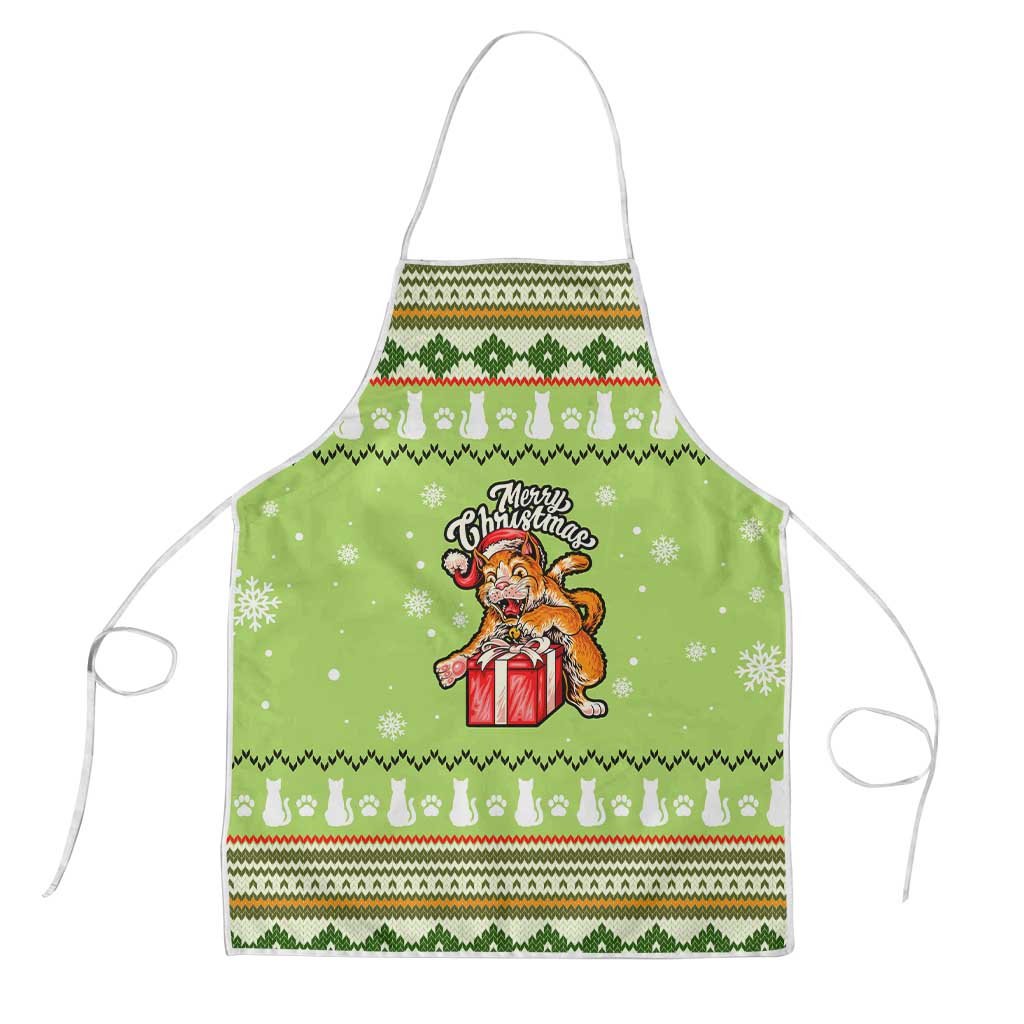 Funny Cat Merry Christmas Apron Xmas Holiday Patterns - Wonder Print Shop