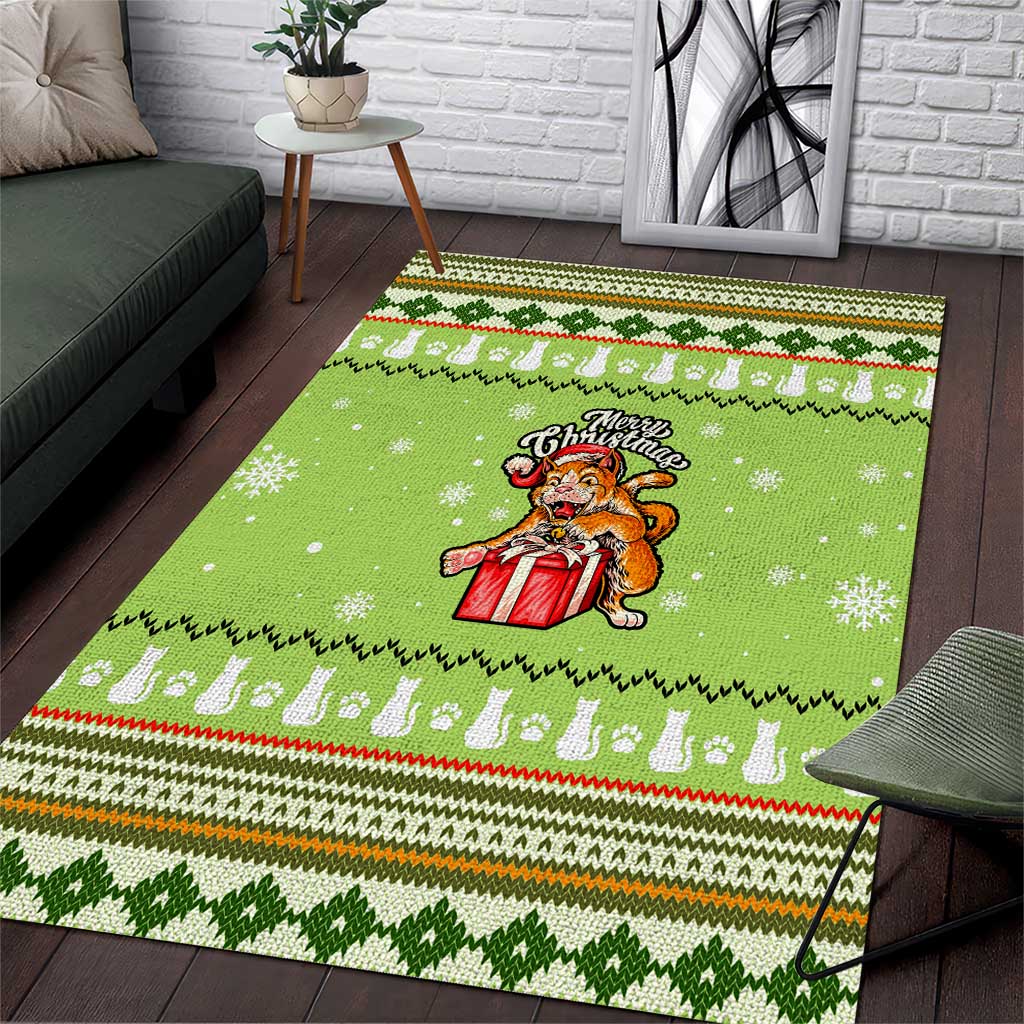 Funny Cat Merry Christmas Area Rug Xmas Holiday Patterns - Wonder Print Shop