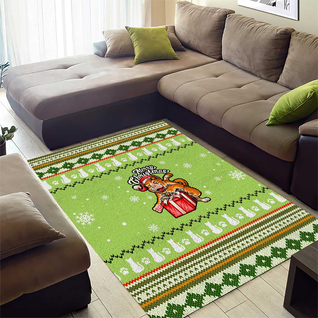 Funny Cat Merry Christmas Area Rug Xmas Holiday Patterns - Wonder Print Shop