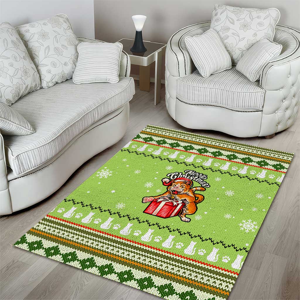 Funny Cat Merry Christmas Area Rug Xmas Holiday Patterns - Wonder Print Shop
