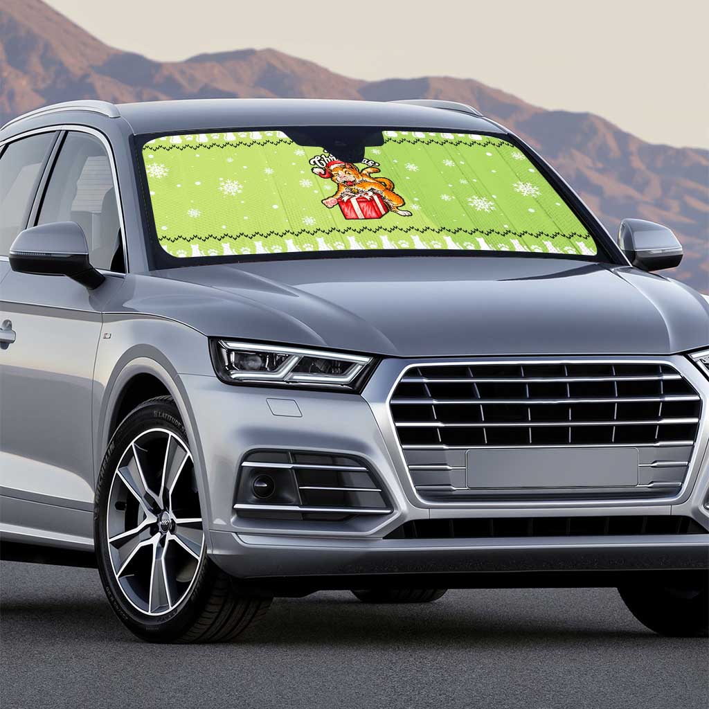 Funny Cat Merry Christmas Auto Sun Shade Xmas Holiday Patterns - Wonder Print Shop