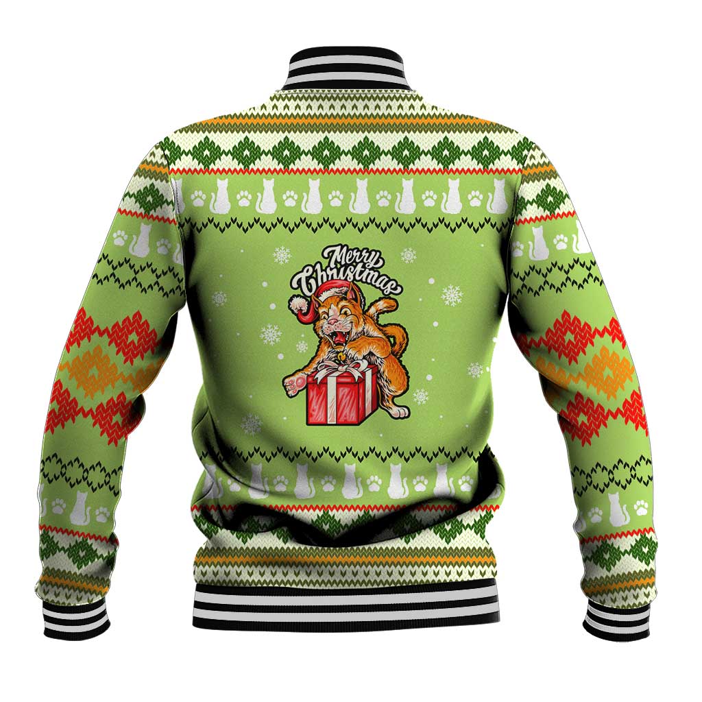 Funny Cat Merry Christmas Baseball Jacket Xmas Holiday Patterns - Wonder Print Shop