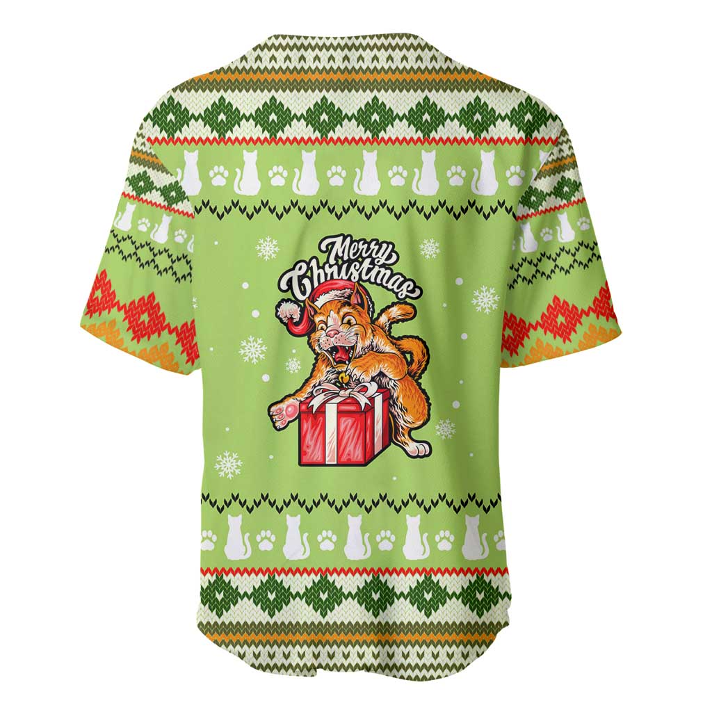 Funny Cat Merry Christmas Baseball Jersey Xmas Holiday Patterns - Wonder Print Shop