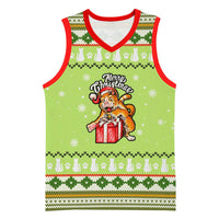 Funny Cat Merry Christmas Basketball Jersey Xmas Holiday Patterns - Wonder Print Shop