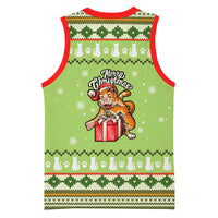 Funny Cat Merry Christmas Basketball Jersey Xmas Holiday Patterns - Wonder Print Shop