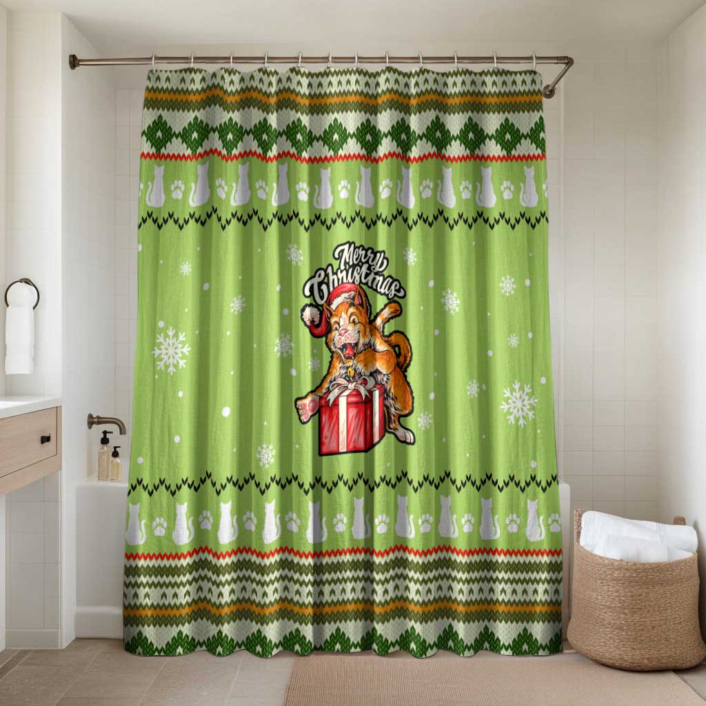 Funny Cat Merry Christmas Bathroom Set Xmas Holiday Patterns - Wonder Print Shop