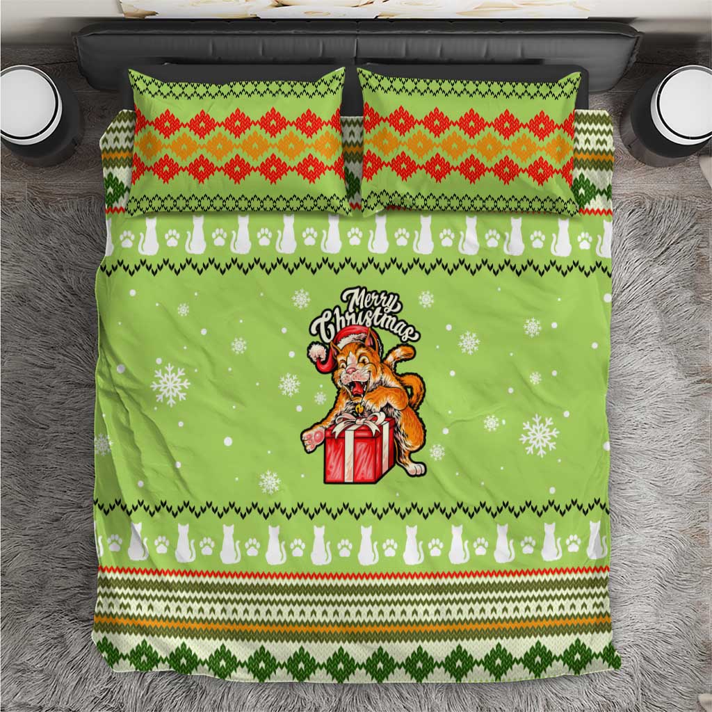 Funny Cat Merry Christmas Bedding Set Xmas Holiday Patterns - Wonder Print Shop