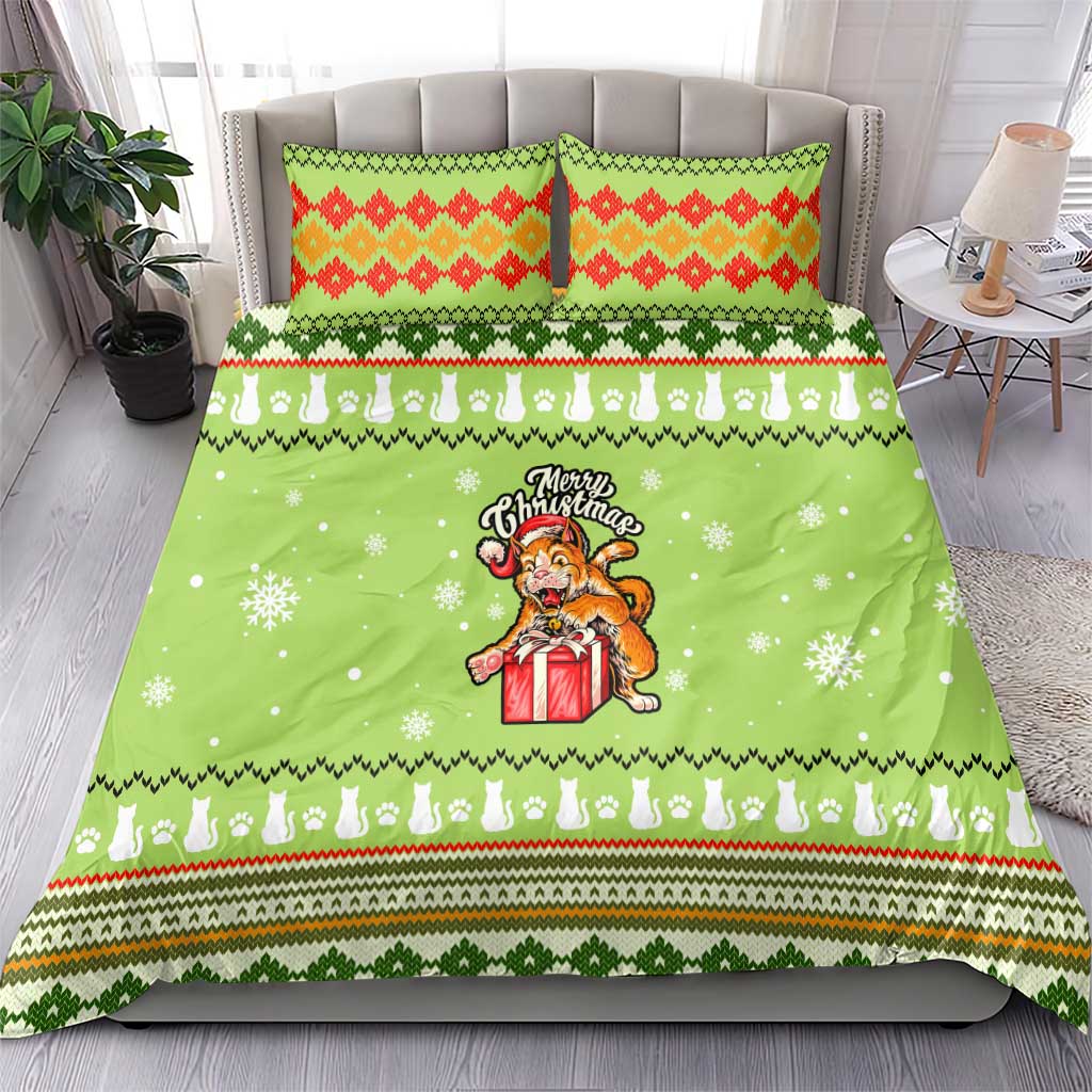 Funny Cat Merry Christmas Bedding Set Xmas Holiday Patterns - Wonder Print Shop