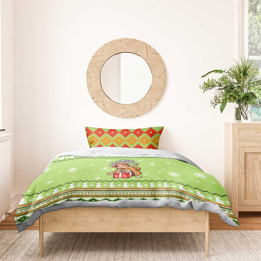 Funny Cat Merry Christmas Bedding Set Xmas Holiday Patterns - Wonder Print Shop