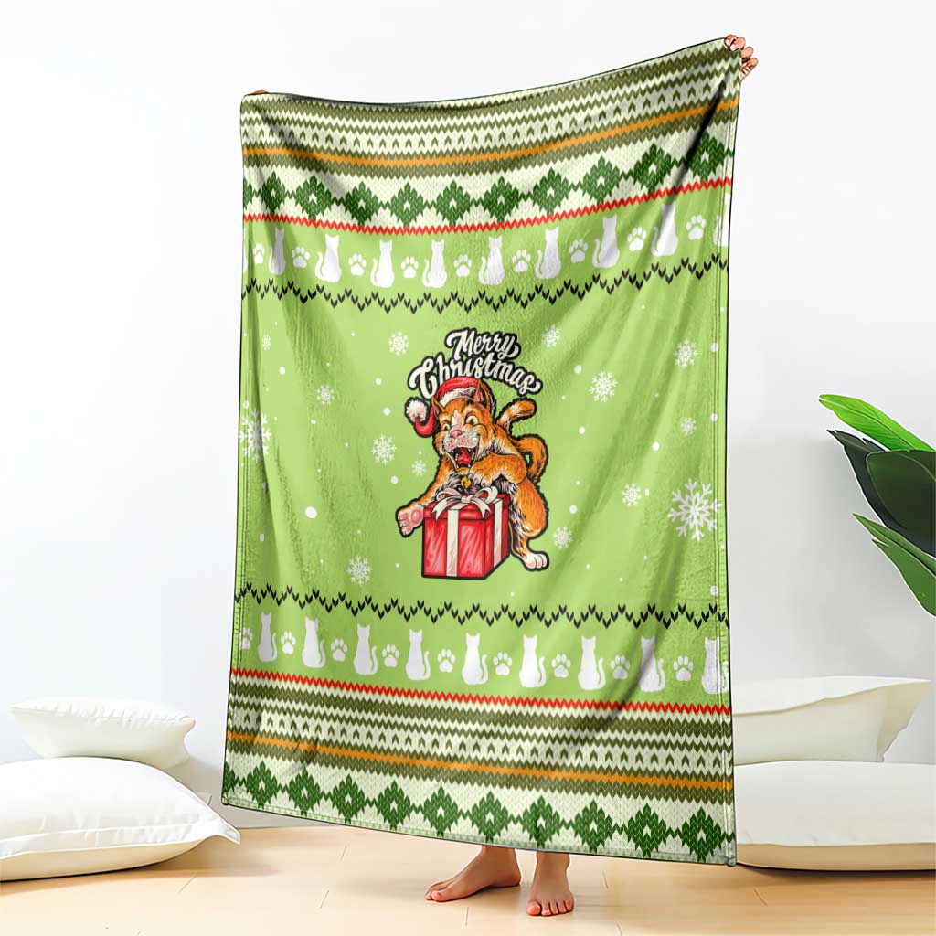 Funny Cat Merry Christmas Blanket Xmas Holiday Patterns - Wonder Print Shop