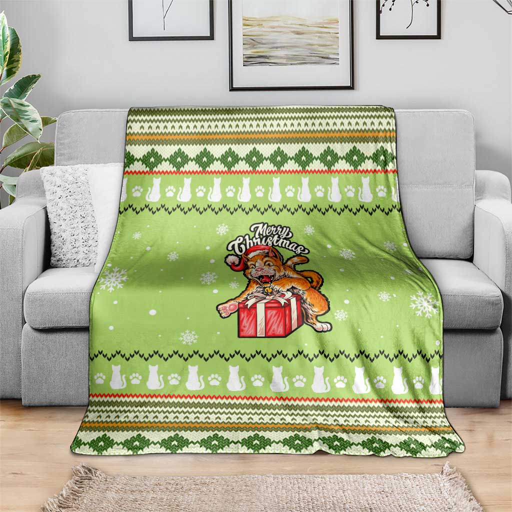 Funny Cat Merry Christmas Blanket Xmas Holiday Patterns - Wonder Print Shop