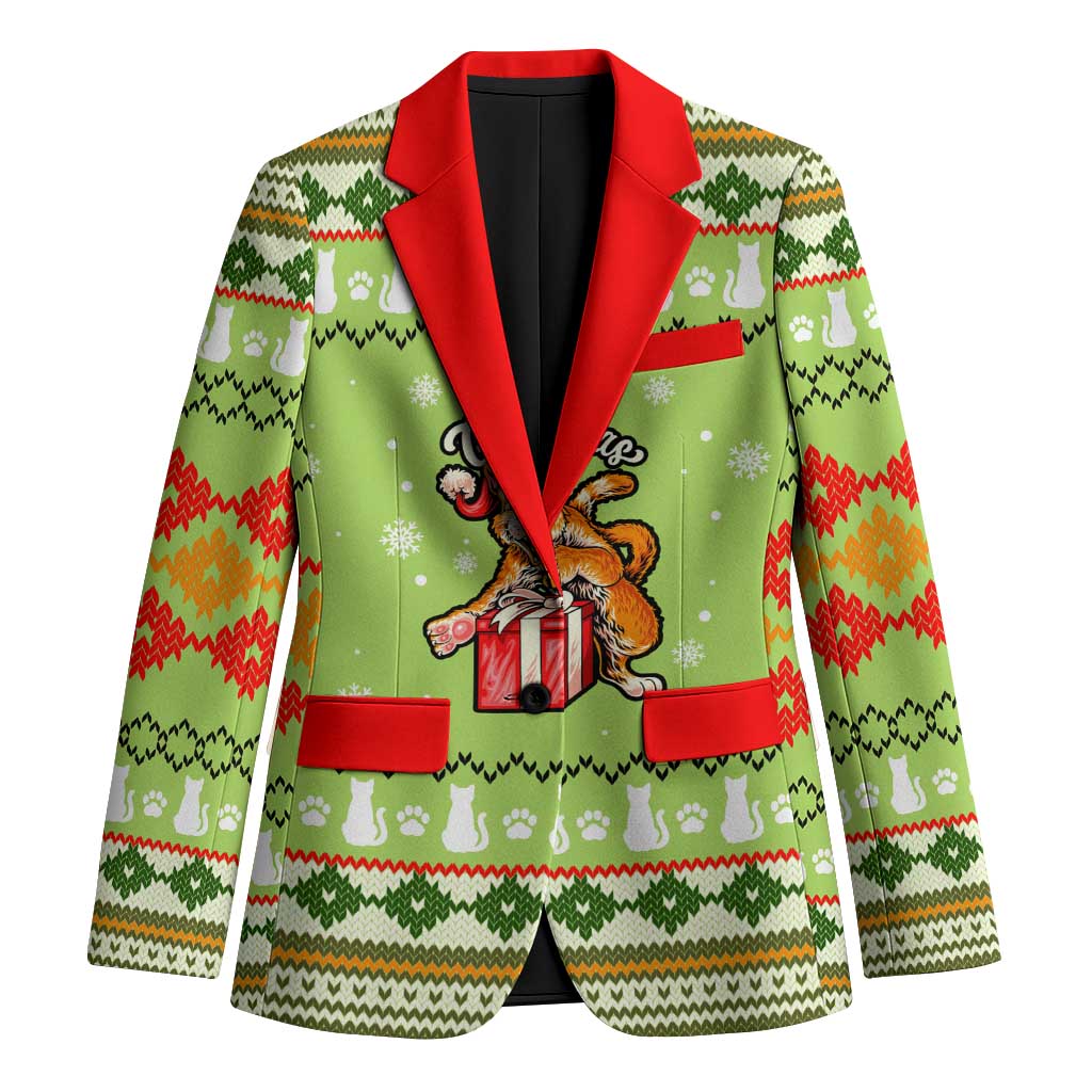 Funny Cat Merry Christmas Blazer Xmas Holiday Patterns - Wonder Print Shop