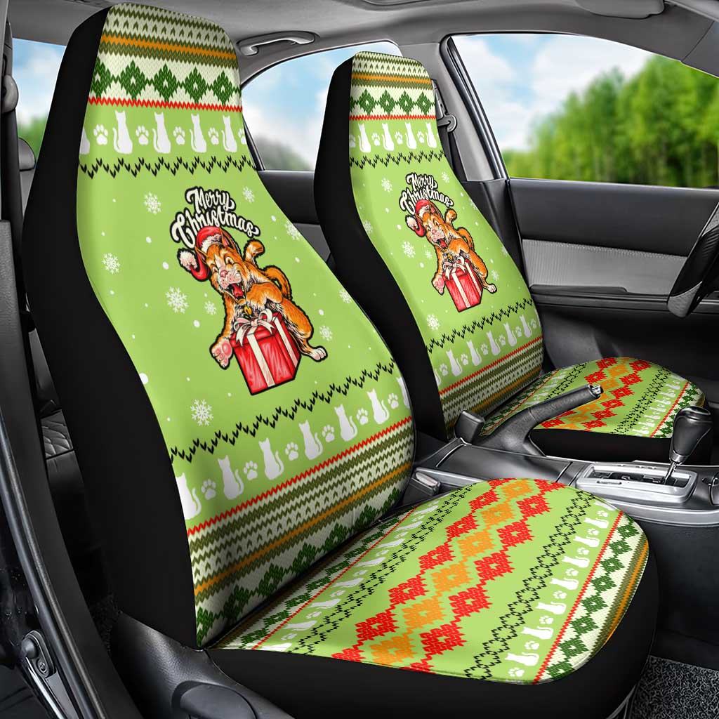Funny Cat Merry Christmas Car Seat Cover Xmas Holiday Patterns - Wonder Print Shop