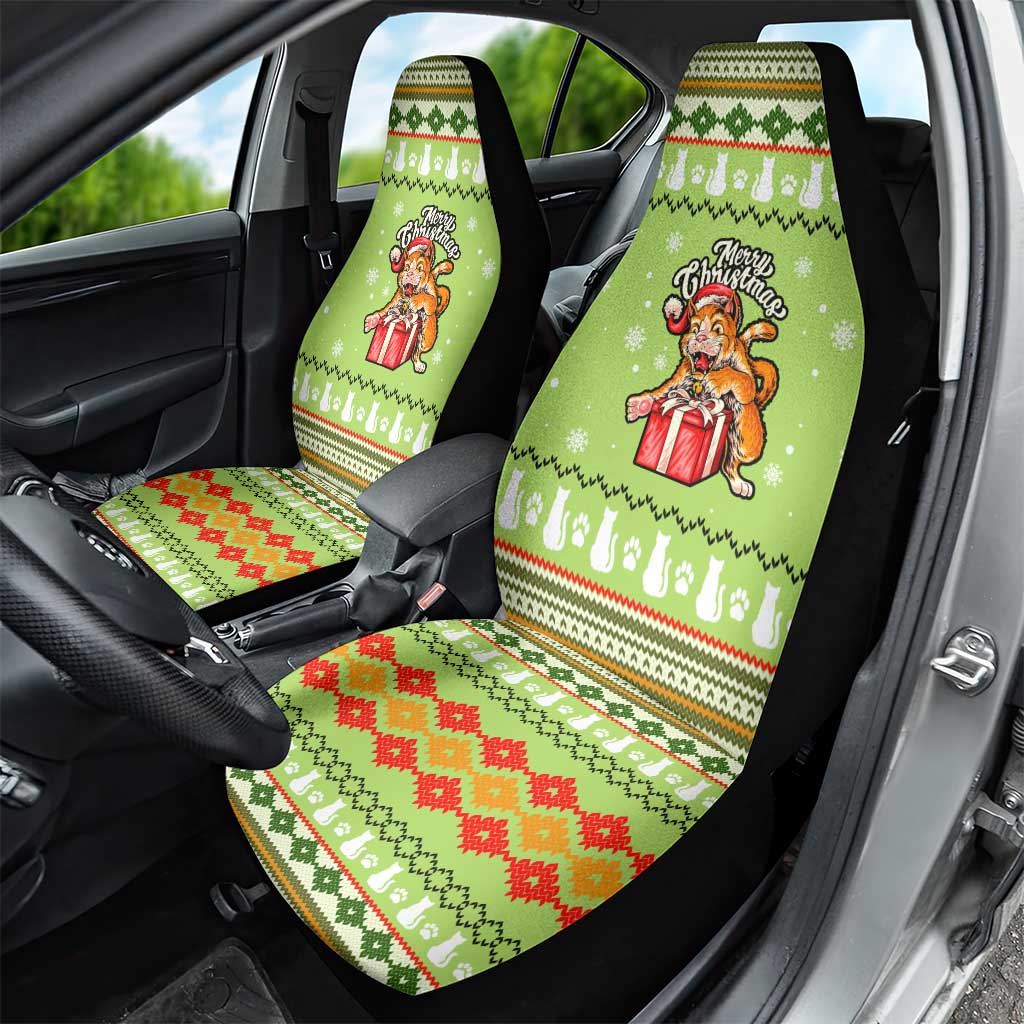 Funny Cat Merry Christmas Car Seat Cover Xmas Holiday Patterns - Wonder Print Shop