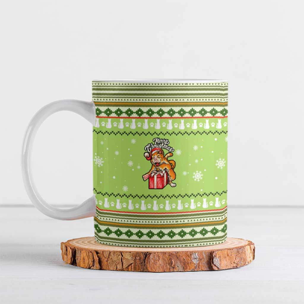 Funny Cat Merry Christmas Ceramic Mug Xmas Holiday Patterns - Wonder Print Shop