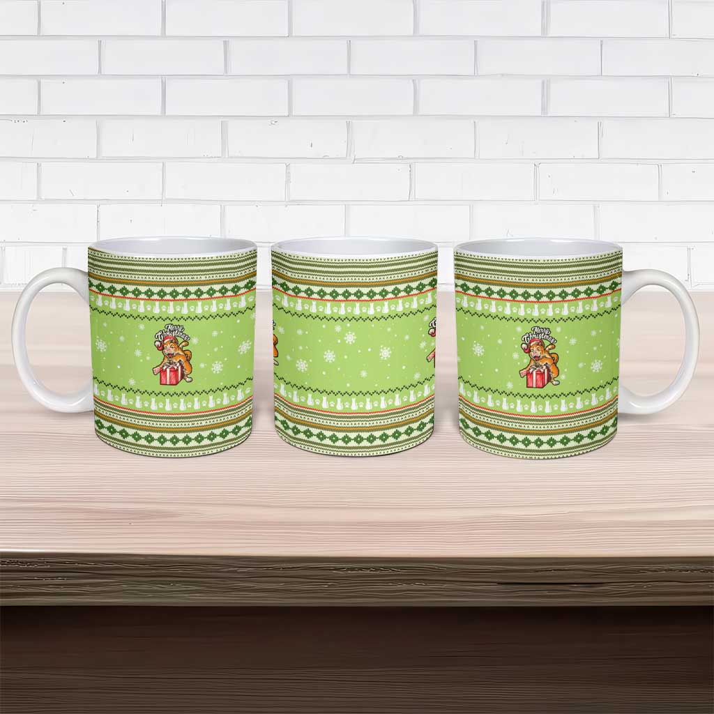 Funny Cat Merry Christmas Ceramic Mug Xmas Holiday Patterns - Wonder Print Shop
