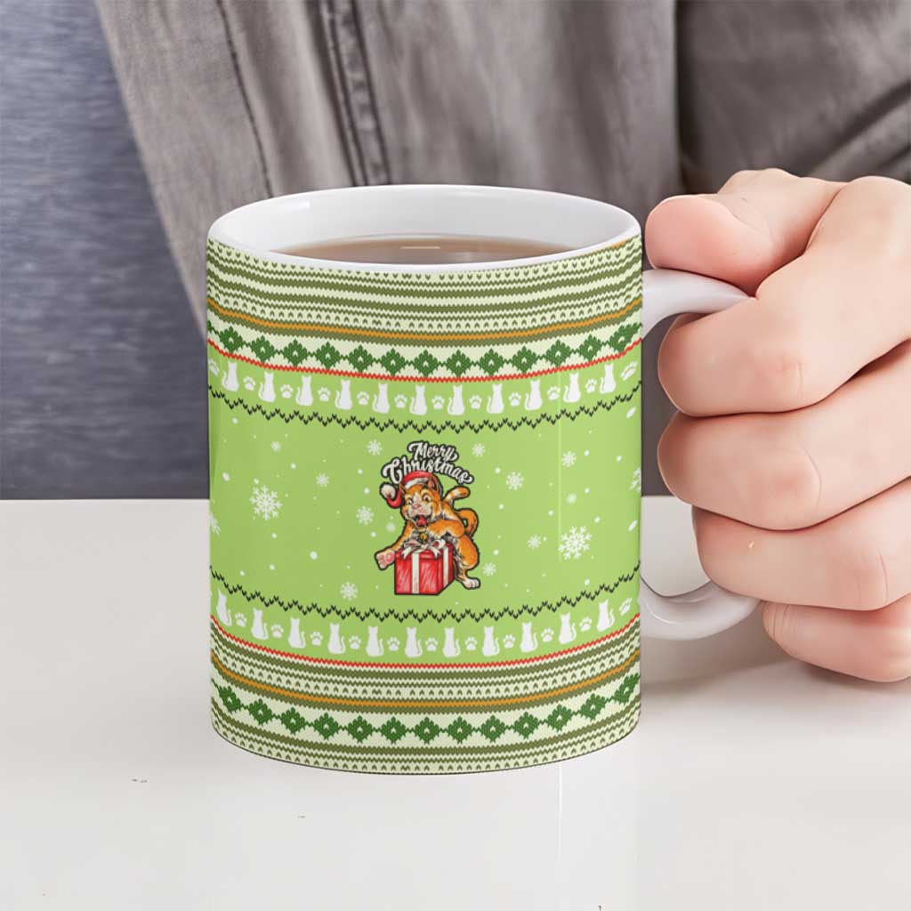 Funny Cat Merry Christmas Ceramic Mug Xmas Holiday Patterns - Wonder Print Shop