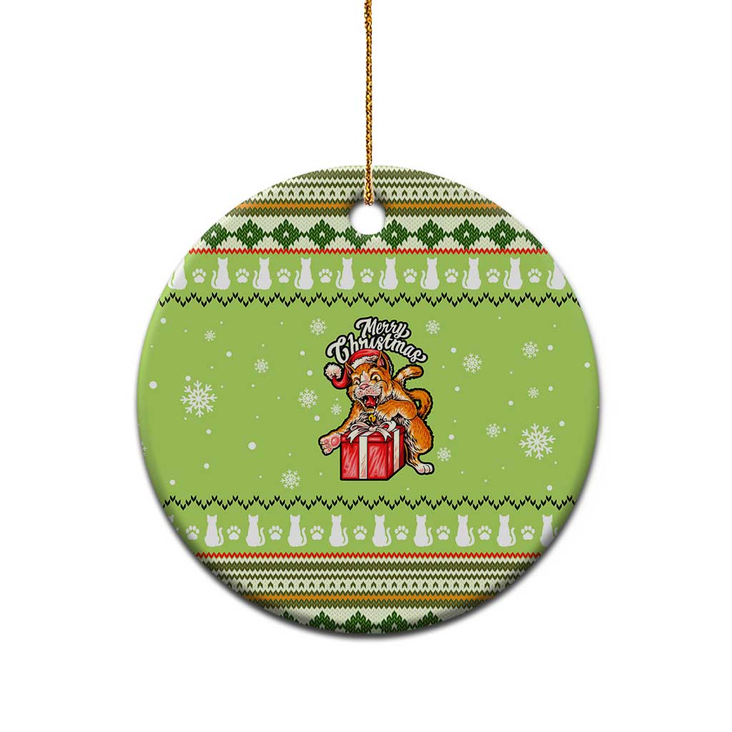 Funny Cat Merry Christmas Ceramic Ornament Xmas Holiday Patterns - Wonder Print Shop