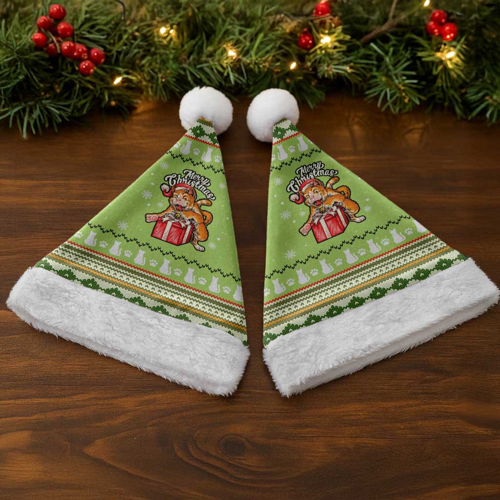 Funny Cat Merry Christmas Santa Hat Xmas Holiday Patterns - Wonder Print Shop