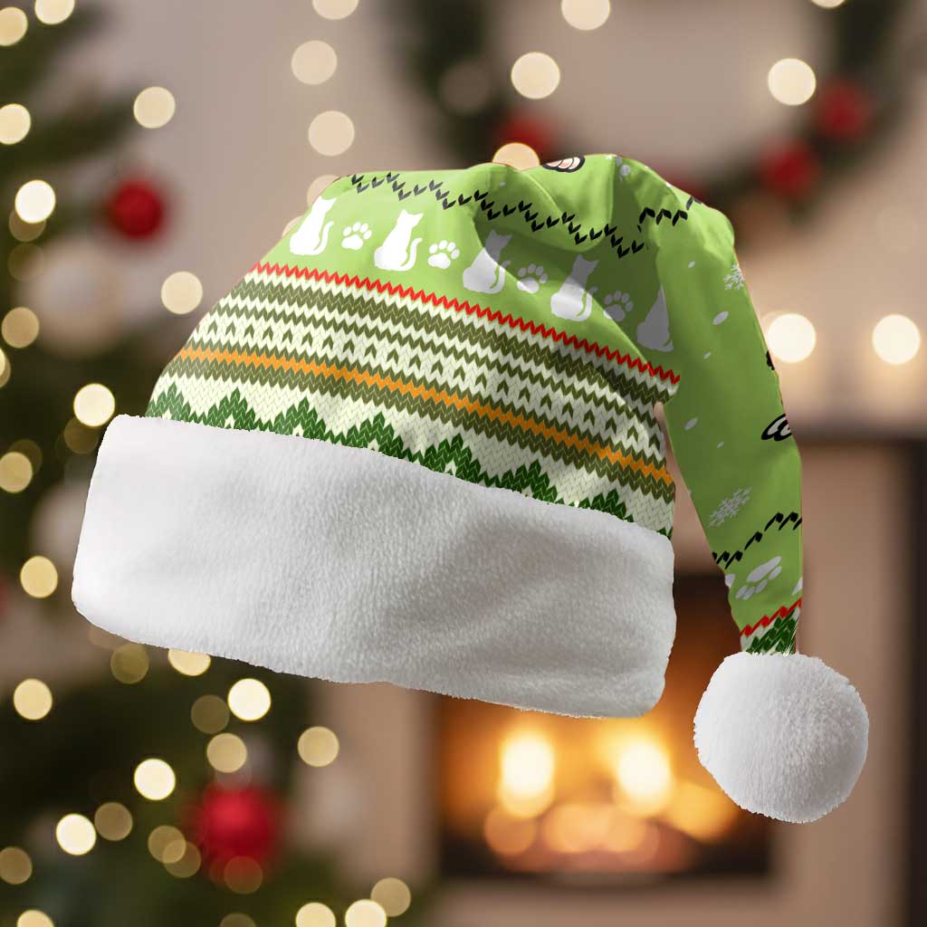 Funny Cat Merry Christmas Santa Hat Xmas Holiday Patterns - Wonder Print Shop