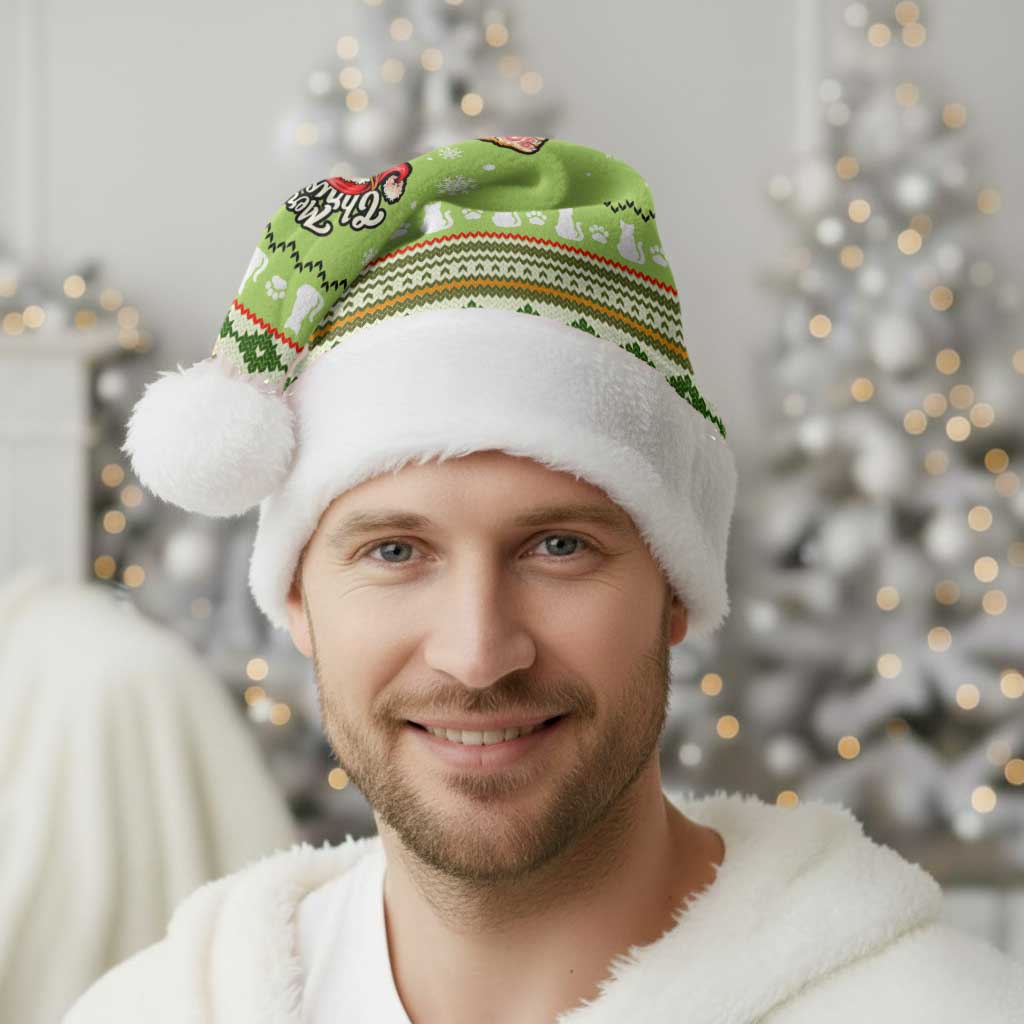 Funny Cat Merry Christmas Santa Hat Xmas Holiday Patterns - Wonder Print Shop