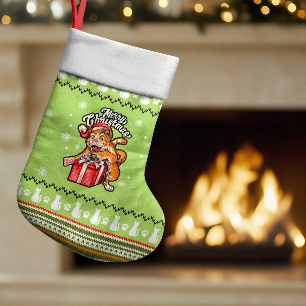 Funny Cat Merry Christmas Stocking Xmas Holiday Patterns - Wonder Print Shop