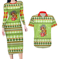 Funny Cat Merry Christmas Couples Matching Long Sleeve Bodycon Dress and Hawaiian Shirt Xmas Holiday Patterns - Wonder Print Shop