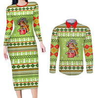 Funny Cat Merry Christmas Couples Matching Long Sleeve Bodycon Dress and Long Sleeve Button Shirt Xmas Holiday Patterns - Wonder Print Shop