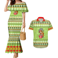 Funny Cat Merry Christmas Couples Matching Mermaid Dress and Hawaiian Shirt Xmas Holiday Patterns - Wonder Print Shop