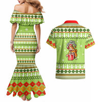 Funny Cat Merry Christmas Couples Matching Mermaid Dress and Hawaiian Shirt Xmas Holiday Patterns - Wonder Print Shop