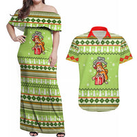 Funny Cat Merry Christmas Couples Matching Off Shoulder Maxi Dress and Hawaiian Shirt Xmas Holiday Patterns - Wonder Print Shop