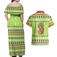 Funny Cat Merry Christmas Couples Matching Off Shoulder Maxi Dress and Hawaiian Shirt Xmas Holiday Patterns - Wonder Print Shop