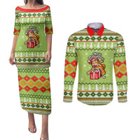 Funny Cat Merry Christmas Couples Matching Puletasi and Long Sleeve Button Shirt Xmas Holiday Patterns - Wonder Print Shop