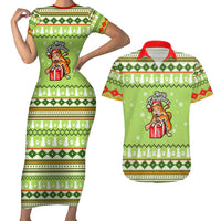 Funny Cat Merry Christmas Couples Matching Short Sleeve Bodycon Dress and Hawaiian Shirt Xmas Holiday Patterns - Wonder Print Shop