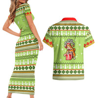 Funny Cat Merry Christmas Couples Matching Short Sleeve Bodycon Dress and Hawaiian Shirt Xmas Holiday Patterns - Wonder Print Shop